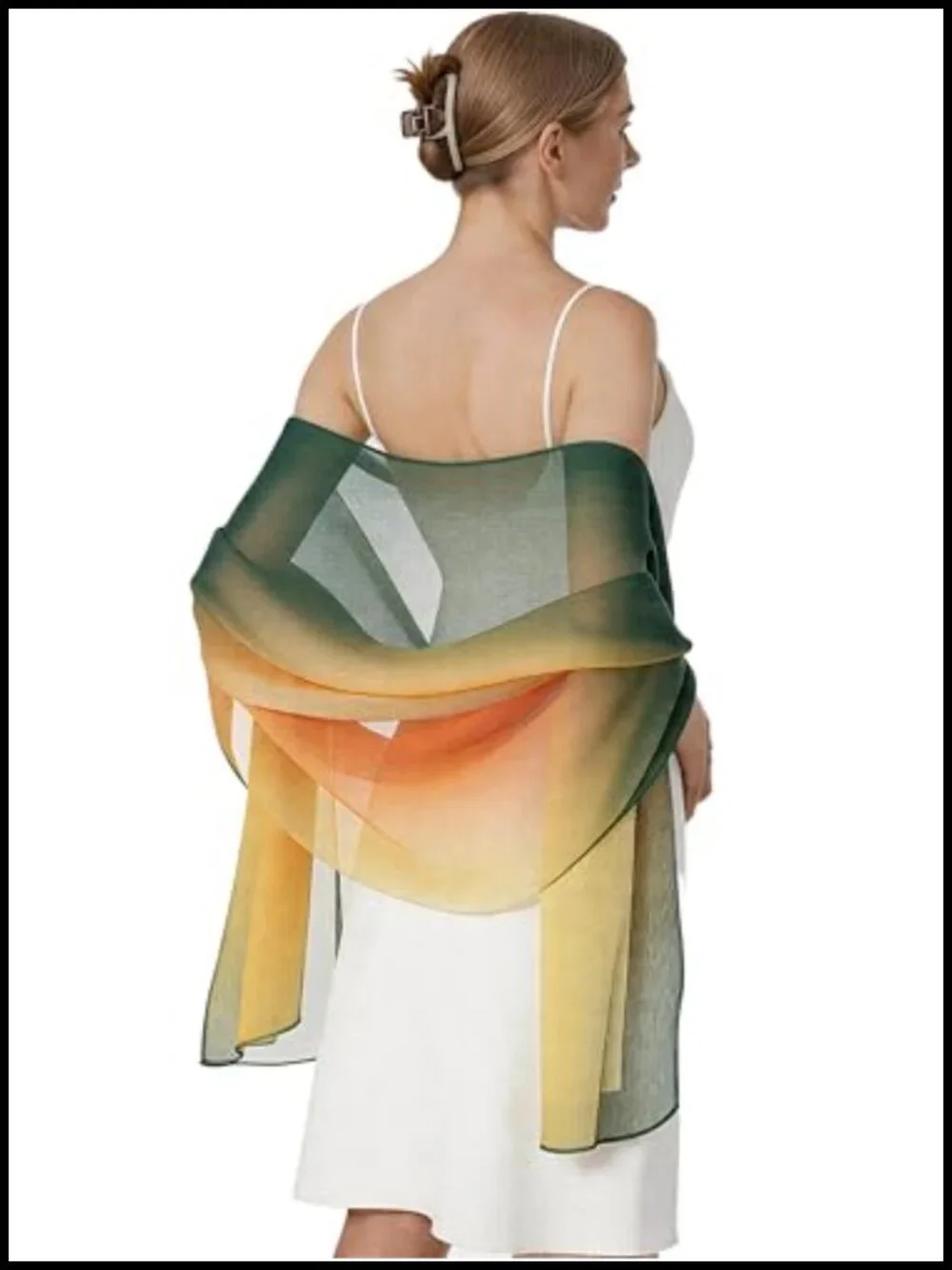 Sheer Chiffon Long Scarf, Lightweight Wrap, Beach Cover-Up for Women